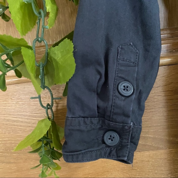 Boys Cat & Jack Long Sleeve Woven Dark Gray Romper Zipper front 5 - Picture 7 of 10